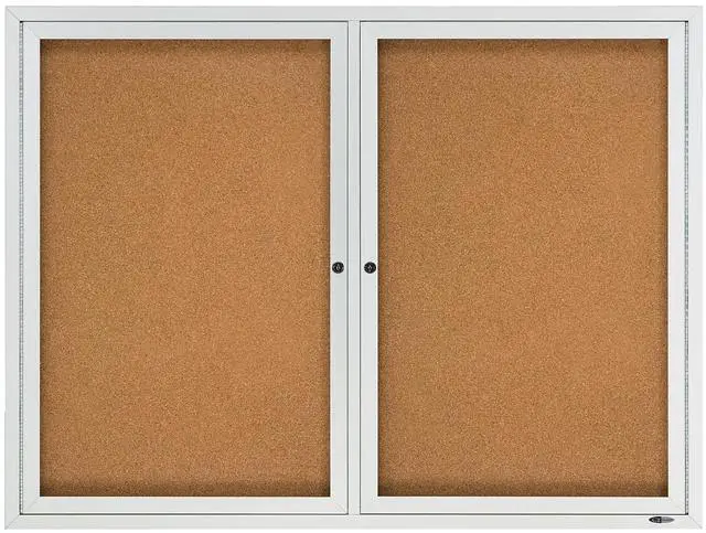 Alt view image 16 of 17 - Quartet Enclosed Bulletin Board Natural Cork/Fiberboard 48 x 36 Silver Aluminum Frame 2364
