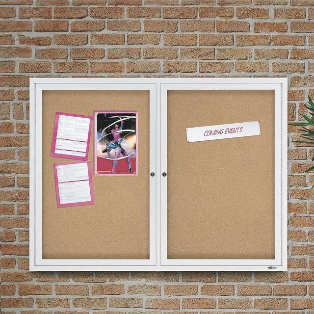 Alt view image 17 of 17 - Quartet Enclosed Bulletin Board Natural Cork/Fiberboard 48 x 36 Silver Aluminum Frame 2364