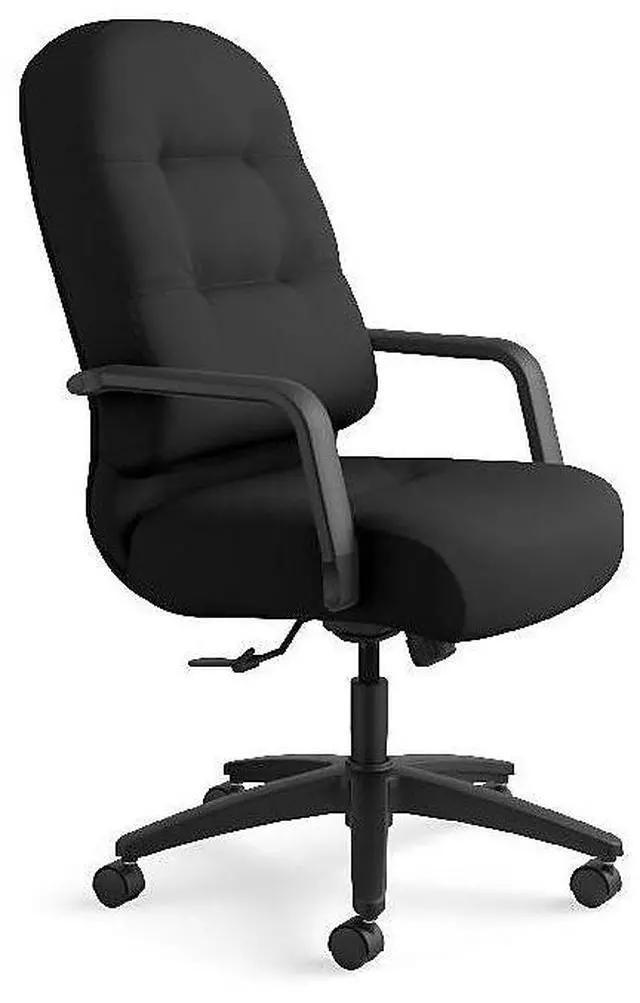 Alt view image 4 of 9 - HON Pillow-Soft Executive Chair - Polyester Black Seat - Polyester Black Back - Black Frame - 5-star Base - 22" Seat Wid