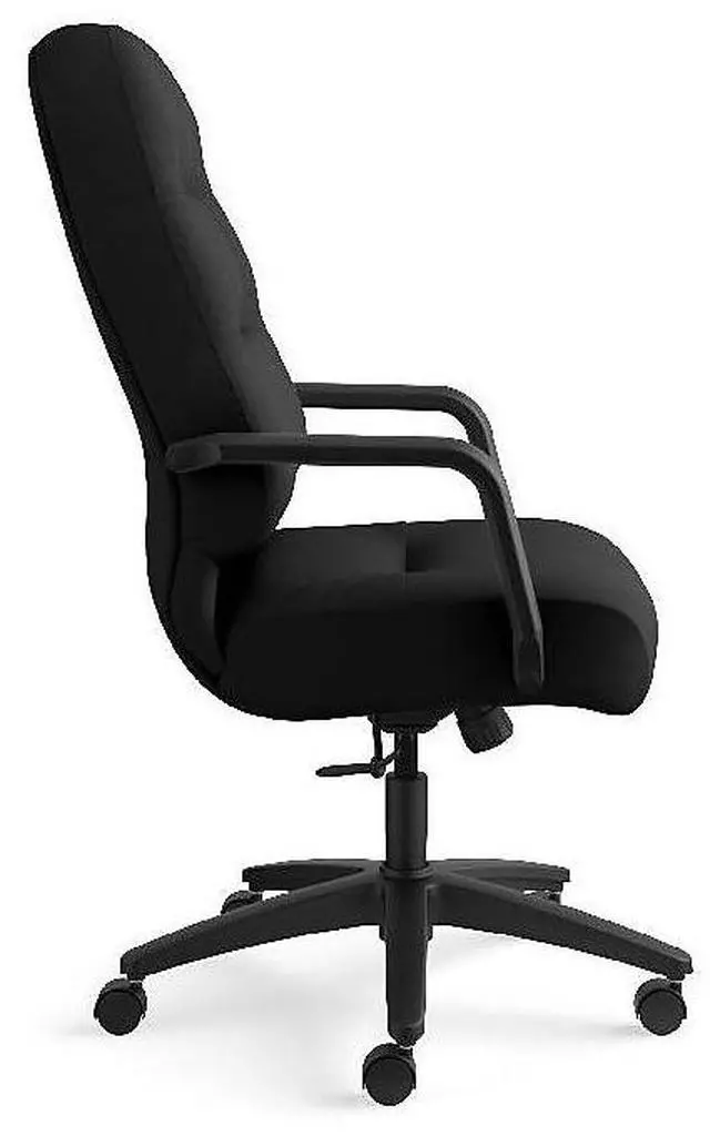 Alt view image 5 of 9 - HON Pillow-Soft Executive Chair - Polyester Black Seat - Polyester Black Back - Black Frame - 5-star Base - 22" Seat Wid