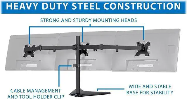 Alt view image 9 of 13 - Mount-It! Adjustable Triple Monitor Stand Up to 32" Black (MI-2789XL)