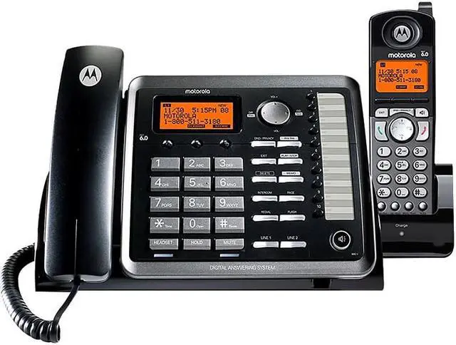 Alt view image 5 of 7 - Motorola ViSYS 25255RE2 Two-Line Corded/Cordless Phone System
