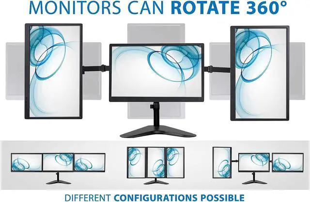 Alt view image 11 of 13 - Mount-It! Adjustable Triple Monitor Stand Up to 32" Black (MI-2789XL)