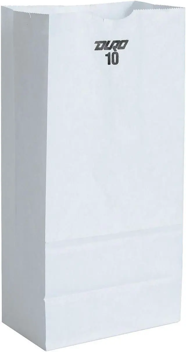 Main image of DURO BAG #10 Paper Grocery Bag 35lb White Standard 6 5/16 x 4 3/16 x 13 3/8 500 bags GW10500