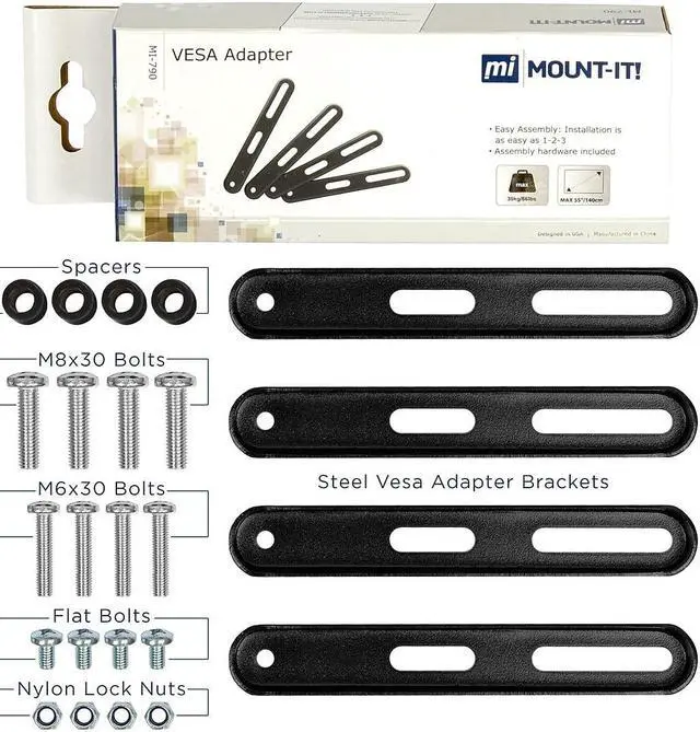 Alt view image 12 of 13 - Mount-It! VESA Mount Adapter Kit | Convert 200x200mm VESA to 400x200 and 400x400mm | 4 Piece Set