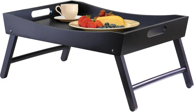 Alt view image 10 of 11 - Winsome 92022 Benito Bed Tray with Curved Top Foldable Legs- Espresso