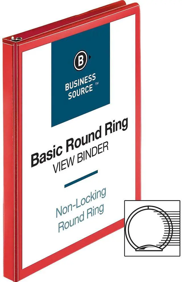 Alt view image 9 of 9 - Business Source View Binder Round Ring .5" Red 09965