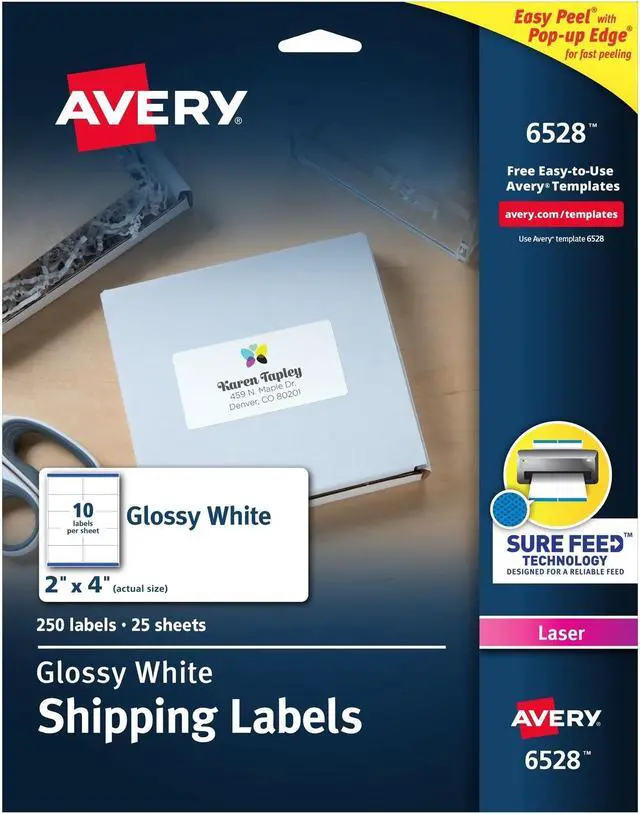 Alt view image 11 of 14 - Avery Mailing Labels Shipping 2"x4" 250/PK Glossy WE 6528