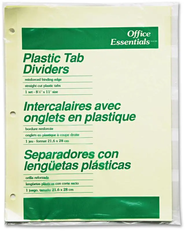 Main image of Office Essentials Plastic Insertable Dividers 5-Tab Letter 11466