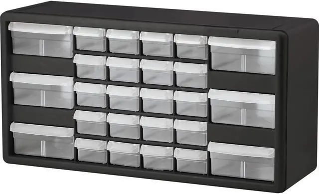 Alt view image 4 of 9 - Akro-Mils Stackable Cabinet 26 Drawers 20"x6-3/8"x10-11/32" Black/Gray 10126