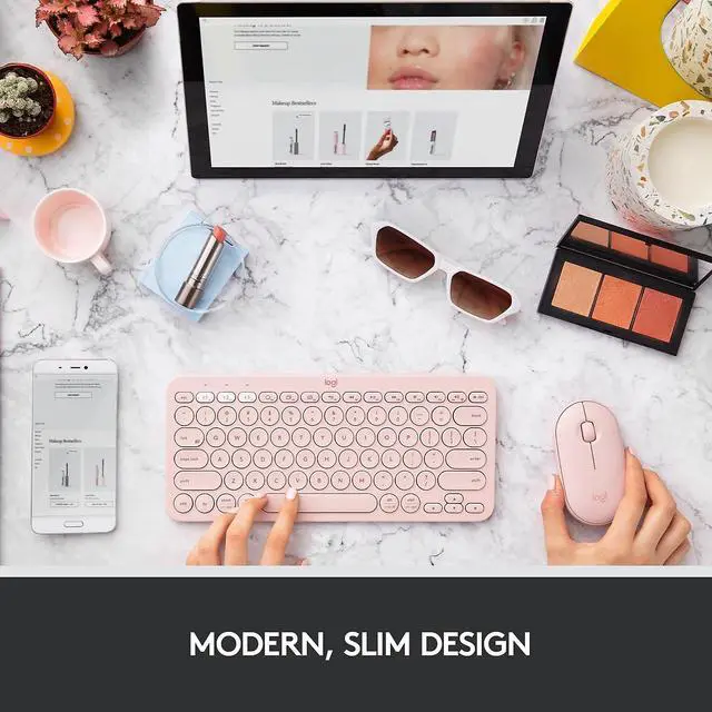 Alt view image 16 of 20 - Logitech Pebble M350 910-005769 Rose Pink 3 Buttons 1 x Wheel Dual (RF / Bluetooth Wireless) Optical Mouse