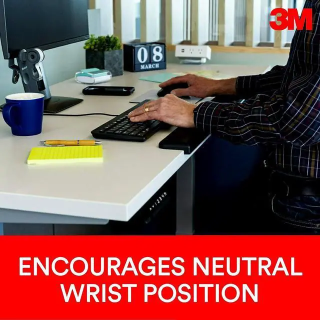 Alt view image 14 of 20 - 3M Gel Wrist Rest for Standing Desks, 30.13 x 3.25 x 1, Black - OEM