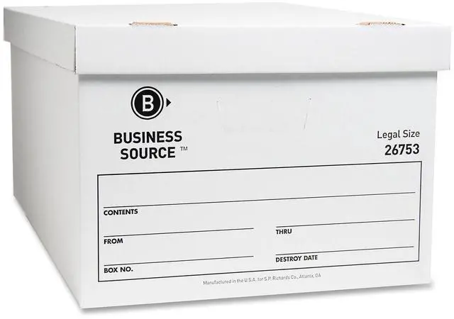 Alt view image 2 of 6 - Business Source Storage Boxes Legal 500 lb 15"x24"x10" 12/CT White 26753