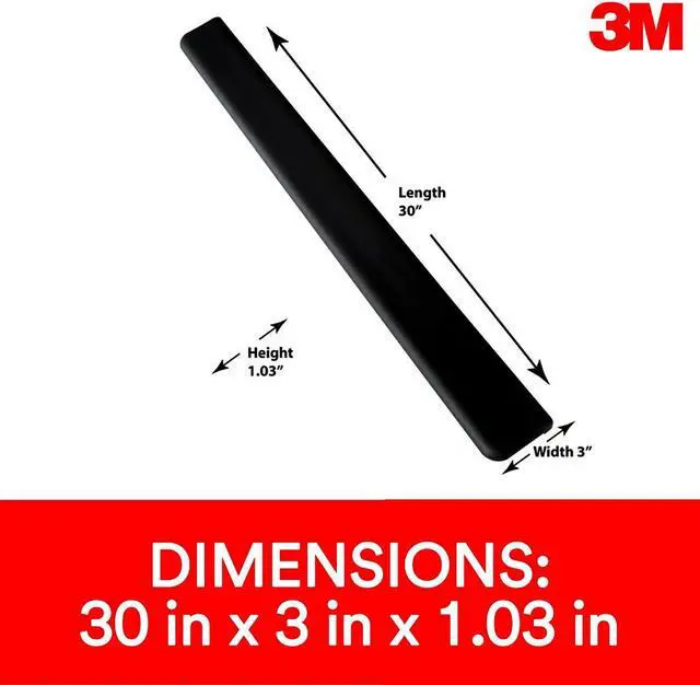 Alt view image 19 of 20 - 3M Gel Wrist Rest for Standing Desks, 30.13 x 3.25 x 1, Black - OEM