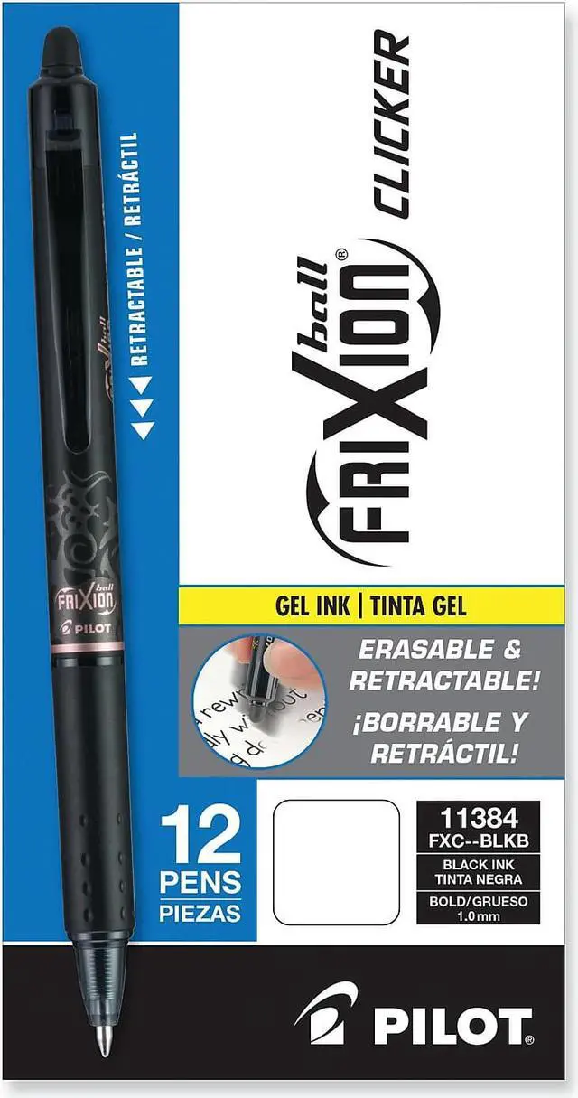 Alt view image 3 of 6 - Pilot Clicker Erasable Retractable Gel Pen 1 mm Black Ink/Barrel Stand 11384