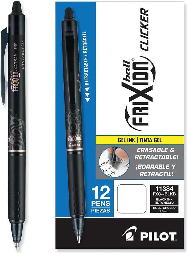Alt view image 4 of 6 - Pilot Clicker Erasable Retractable Gel Pen 1 mm Black Ink/Barrel Stand 11384