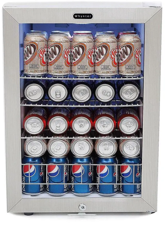 Alt view image 2 of 20 - Whynter BR-091WS Beverage Refrigerator With Lock - Stainless Steel 90 Can Capacity