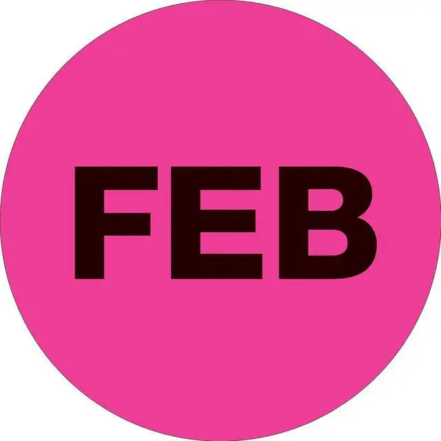 Main image of Tape Logic Months of the Year Labels "FEB" 2" Circle Fluorescent Pink 500/Ro DL6736