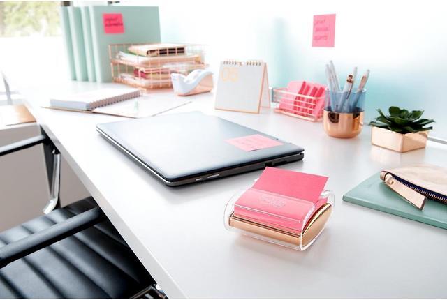 Alt view image 6 of 8 - 3M Post-it Pop-up Notes Dispenser, Rose Gold base, for 3 in x 3 in Notes, 1 Dispenser and 1 Pad/Pack, Pink Post-it Super Sticky Notes, 45 Sheets/Pad
