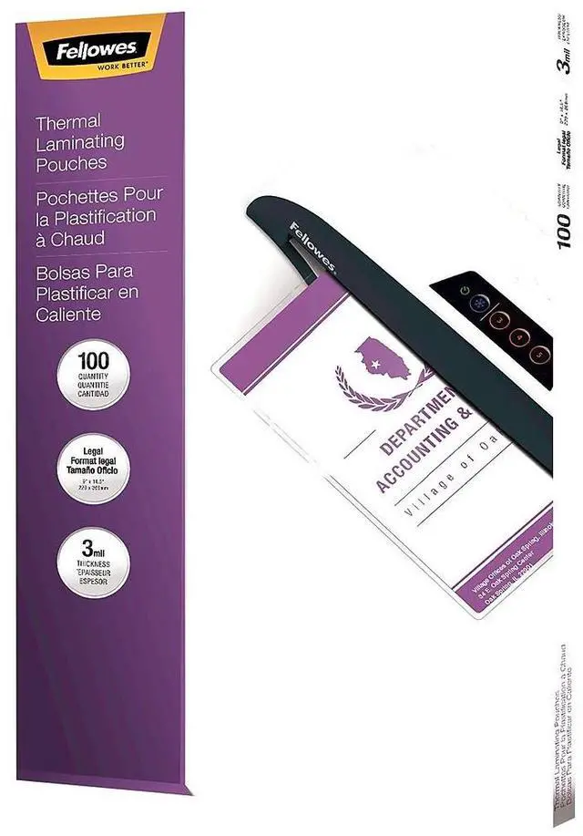 Alt view image 20 of 20 - Fellowes Inc Laminating Pouches 3mil Lgl 100/PK Clear 52455