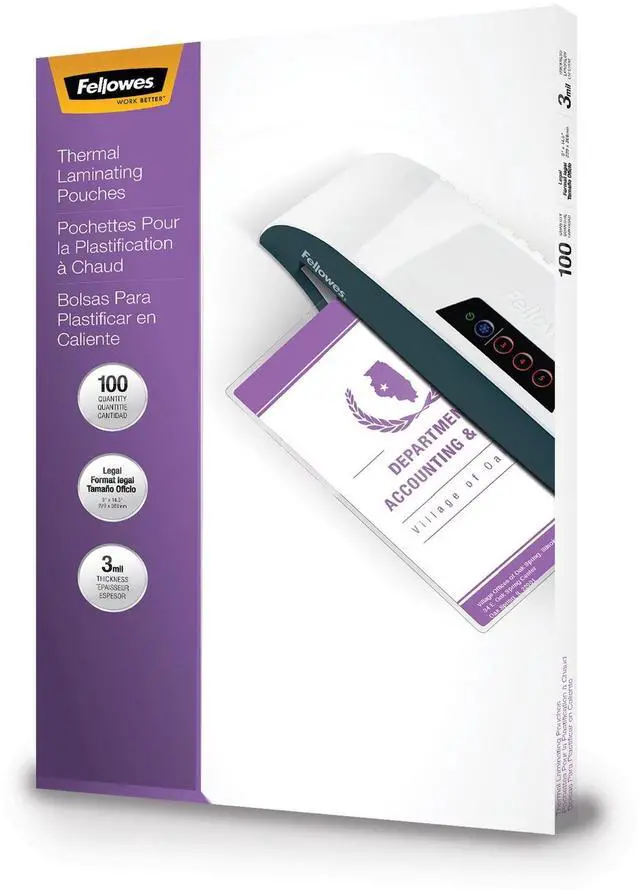 Alt view image 2 of 20 - Fellowes Inc Laminating Pouches 3mil Lgl 100/PK Clear 52455
