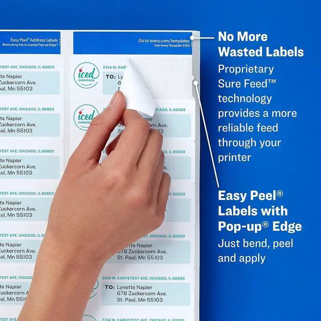 Alt view image 4 of 9 - Avery 6520 Easy Peel Address Labels, 2/3" x 1-3/4", Glossy, Clear - 600 Labels
