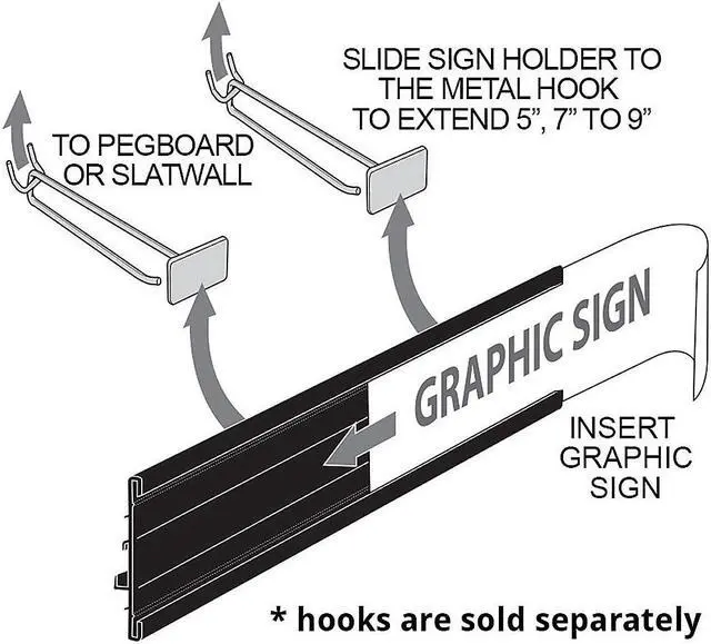 Alt view image 3 of 7 - Azar Displays Extended Sign Holder 3 x 36-inch 600336-BLK