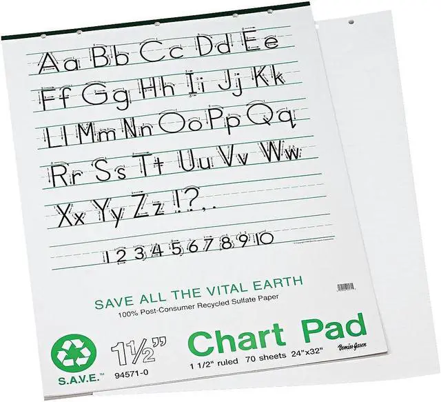 Alt view image 6 of 9 - S.A.V.E Recycled Chart Pads, 1-1/2In Ruled, 24 X 32, White, 70 Sheets