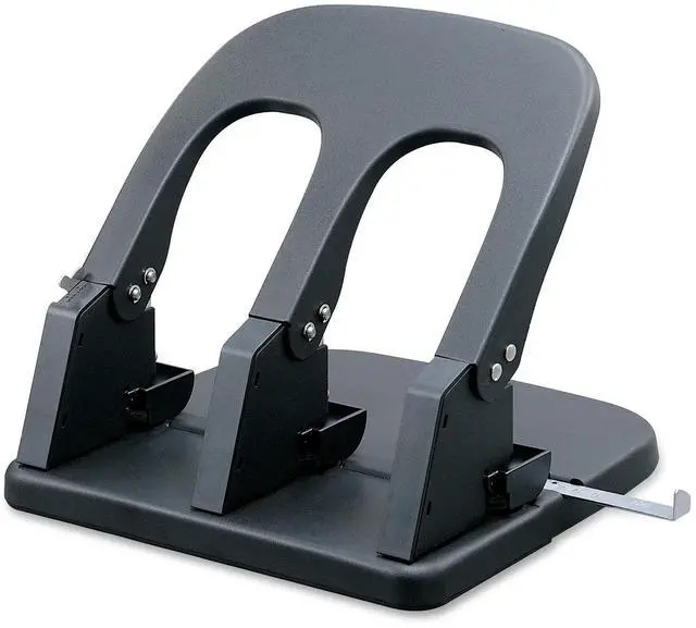 Alt view image 3 of 3 - Business Source 3-Hole Punch 100 Sht Cap 10-1/5"x10-2/5"x6-1/5" Black 06527
