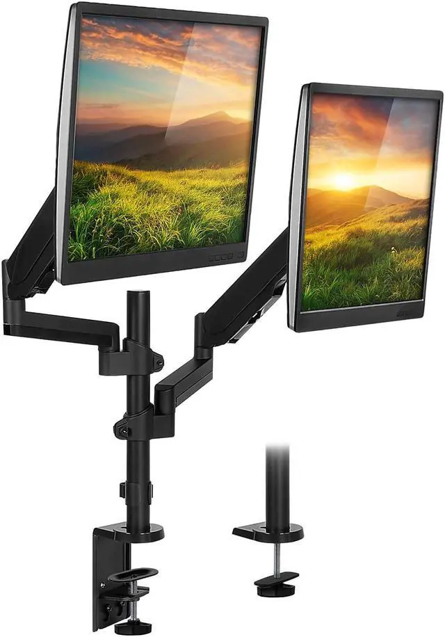 Alt view image 8 of 13 - Mount-It! Dual Monitor Arm Mount | Fits Up to 32" Screens | Vertical Stackable Arms