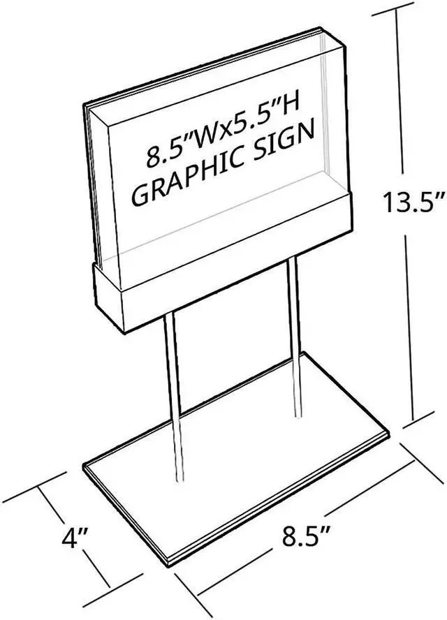 Alt view image 2 of 5 - Azar Small Acrylic Block Sign Holder On Chrome Stand For Counter (104560)