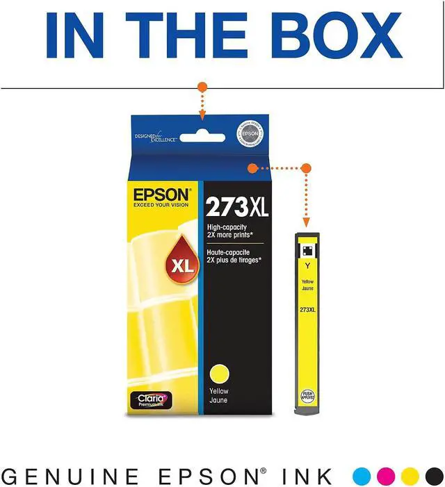 Alt view image 2 of 5 - Epson 273XL Yellow Ink Cartridge High Yield T273XL420-S