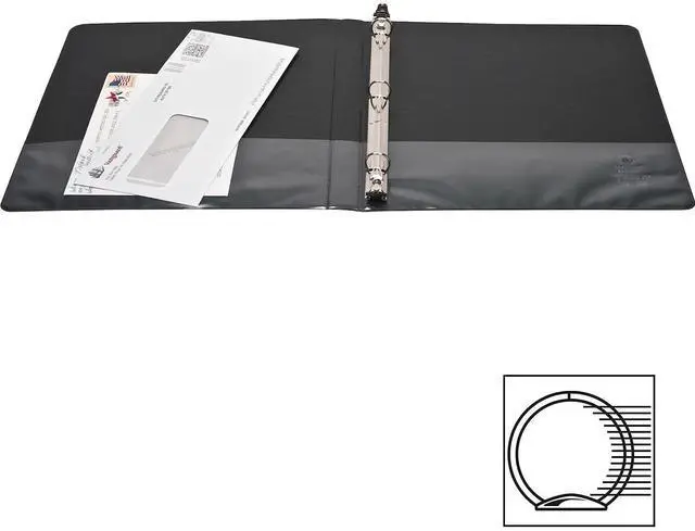 Alt view image 3 of 11 - Business Source View Binder w/ 2 Inside Pockets 1-1/2" Capacity Black 09954