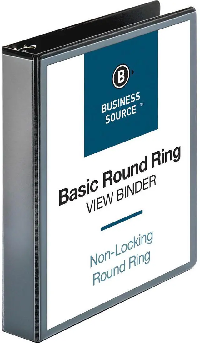 Main image of Business Source View Binder w/ 2 Inside Pockets 1-1/2" Capacity Black 09954