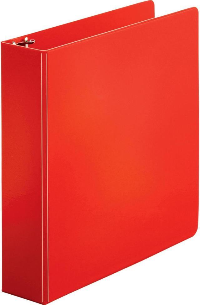 Main image of Business Source Round Ring Binder w/ Pockets 2" Red 28660