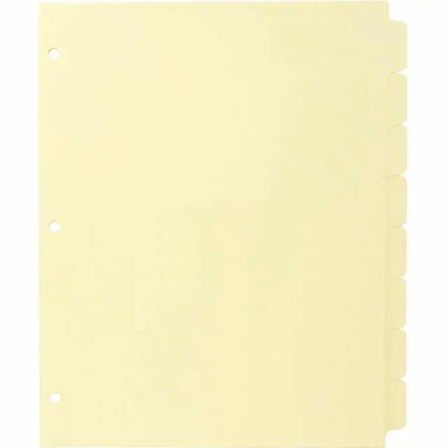 Main image of Business Source Plain Tab Indexes 3HP 8-Tab 11"x8-1/2" 24 Sets/BX Canary 16481
