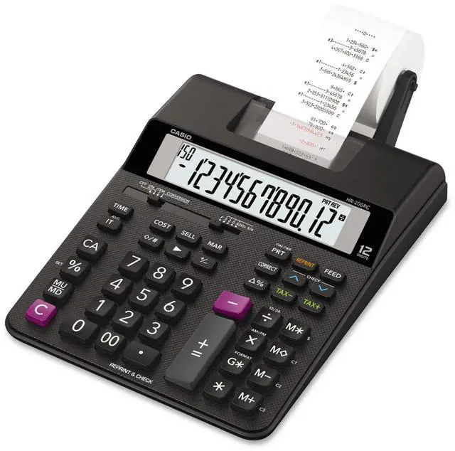 Alt view image 13 of 13 - Casio Printing Calculator 12-Digit 7-3/4"Wx10-3/4"Lx2-3/10"H BK HR200RC