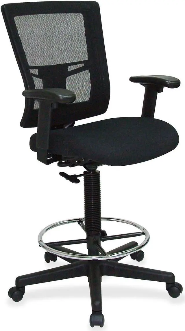 Alt view image 6 of 7 - Lorell Drafting Stool Chair 27"x25"x48" Black 43100