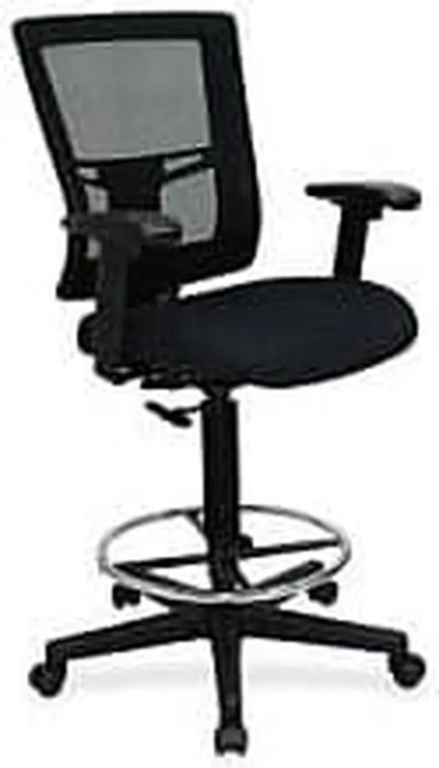 Alt view image 7 of 7 - Lorell Drafting Stool Chair 27"x25"x48" Black 43100