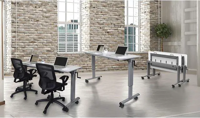Alt view image 10 of 20 - Luxor STAND-NESTC-72 is a 72" Adjustable flip top Table wih a Crank Handle