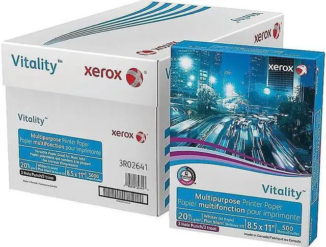 Alt view image 9 of 9 - XEROX CORP. Vitality Multipurpose 3-Hole Punched Paper 8 1/2 x 11 White 5 000 Sheets/CT 3R02641