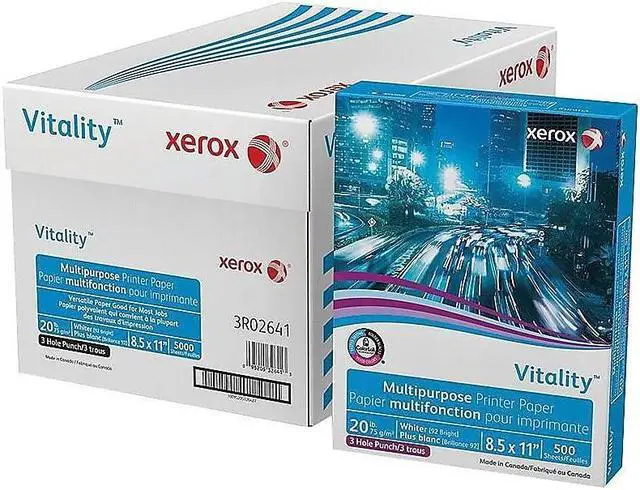 Alt view image 8 of 9 - XEROX CORP. Vitality Multipurpose 3-Hole Punched Paper 8 1/2 x 11 White 5 000 Sheets/CT 3R02641
