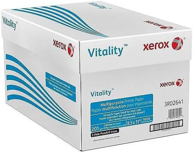 Alt view image 7 of 9 - XEROX CORP. Vitality Multipurpose 3-Hole Punched Paper 8 1/2 x 11 White 5 000 Sheets/CT 3R02641