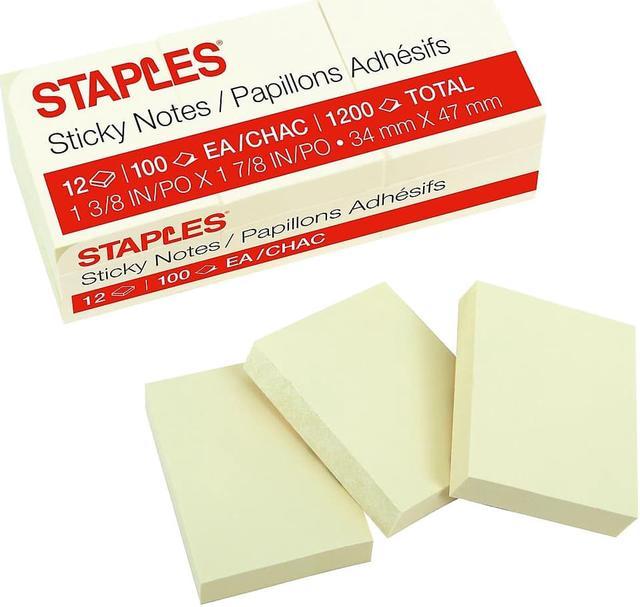 Staples Stickies Notes 3 x 3 Bright Colors 12 Pads/Pack (S-33BR12) 565447