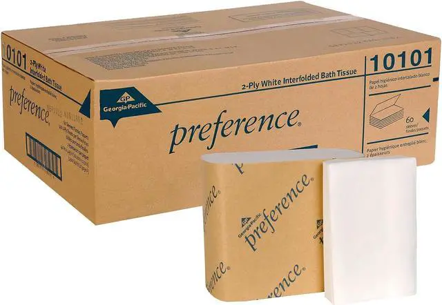 Alt view image 10 of 14 - Georgia Pacific GPC 101-01 Preference Singlefold Interfolded Bathroom Tissue - 60 Packs per Case