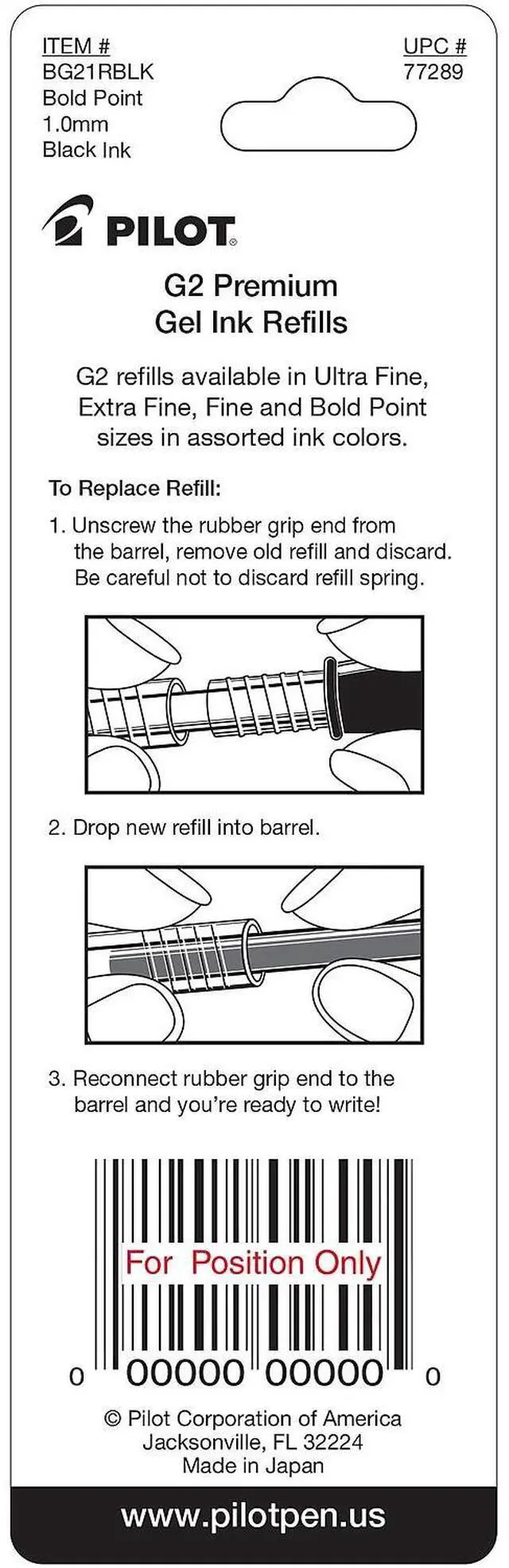 Alt view image 9 of 9 - Pilot Gel Refills Bold 2/PK Black 77289