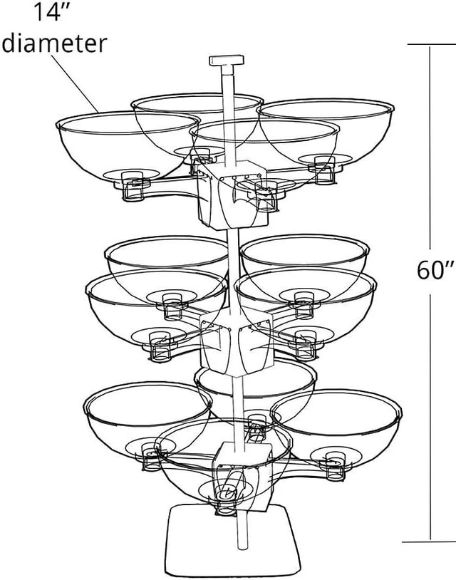 Alt view image 5 of 5 - AZAR DISPLAYS 750344 Quad Arm Bowl Tower 14" Diameter Plastic Bowls (12 Bowls)