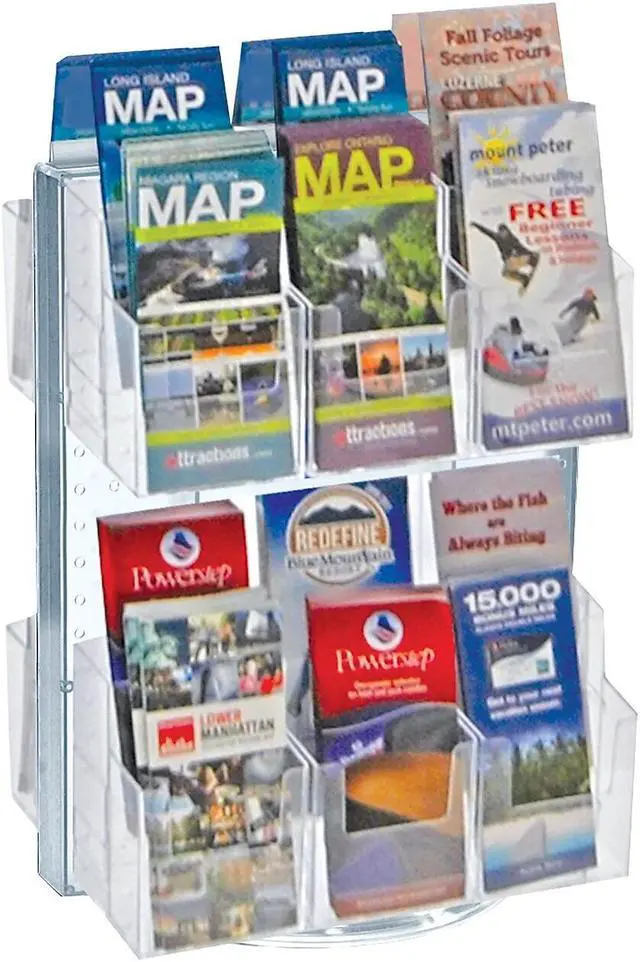 Alt view image 6 of 6 - AZAR DISPLAYS 700630-CLR 2-Sided Peg Counter Spinner Rack w/ Brochure Pockets