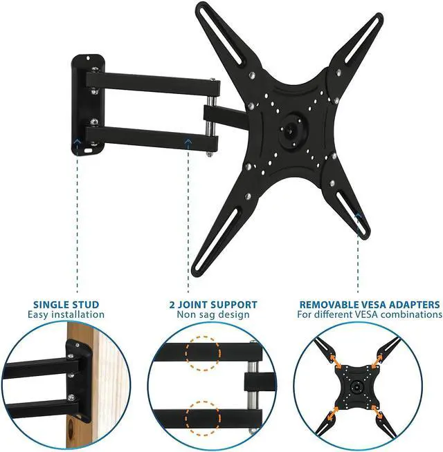 Alt view image 16 of 19 - Mount-It! Full-Motion TV Wall Mount for 23" to 55" Flat Screens (MI-2065L)