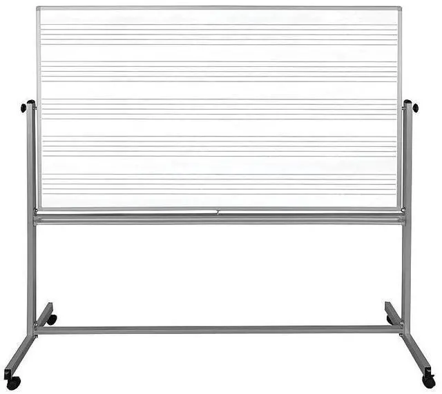 Alt view image 2 of 11 - Luxor Mobile Music Staff Whiteboard - Dual-Sided Music Notation - 72" x 48" - White Surface, Silver Aluminum Frame  MB7248MM